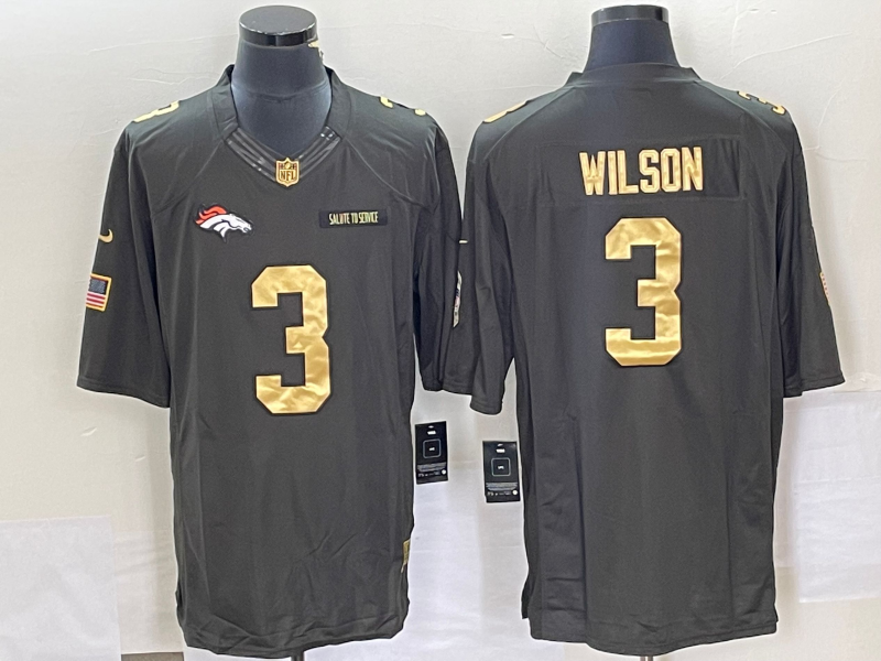 Men's Denver Broncos #3 Russell Wilson Olive Gold Stitched Jersey Men's Denver Broncos #3 Russell Wilson Olive Gold Stitched Jersey